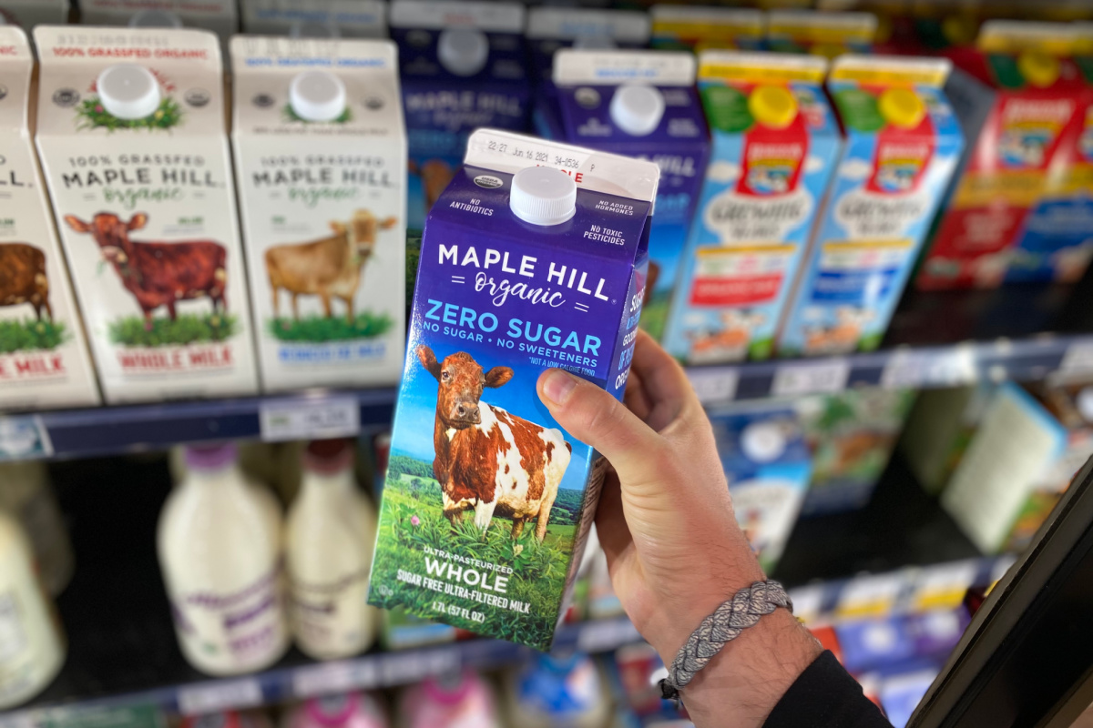 Carton of Maple Hill milk