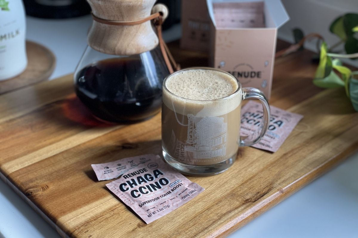 Renude chagaccino mushroom coffee on board