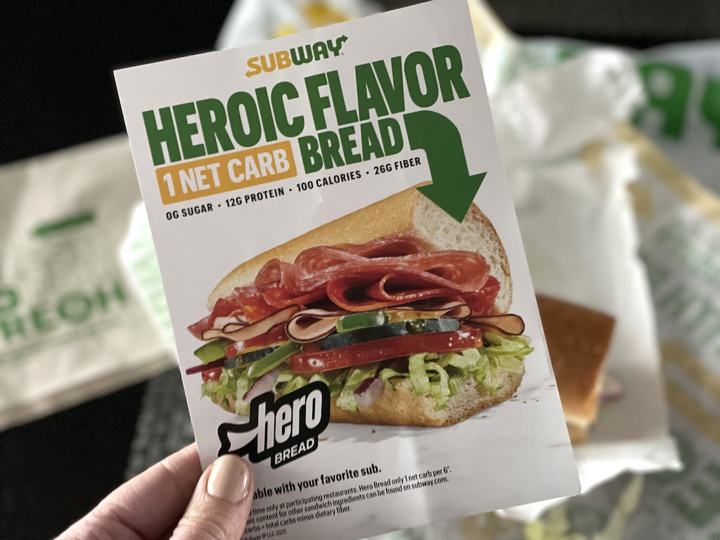 Subway low carb bread - Subway hero bread pamphlet 