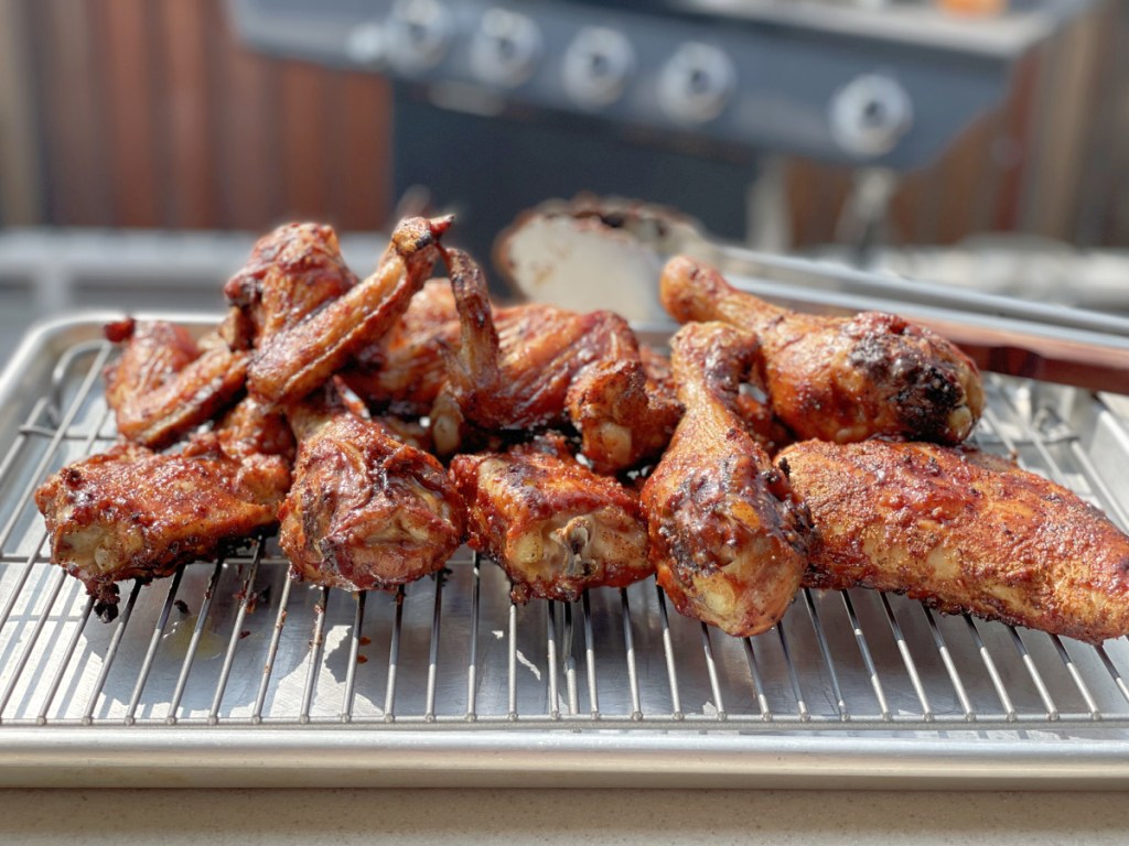 keto bbq chicken on a baking sheet 