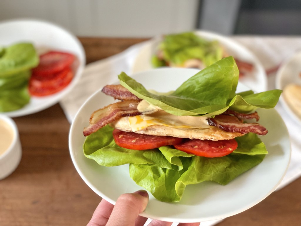 keto chicken-fil-a grilled chicken sandwich on a plate