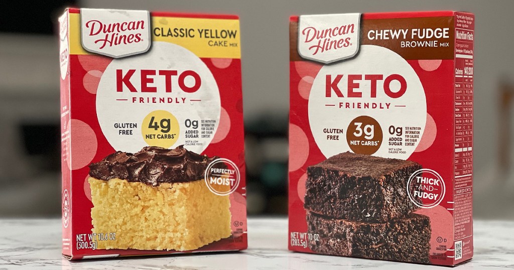 Duncan Hines Keto Cake Brownie Mix Boxes