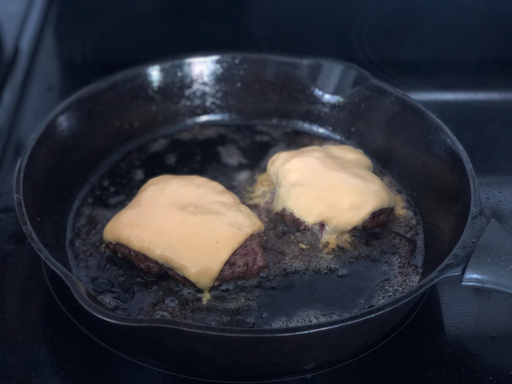 shake shack burger with cheese melting