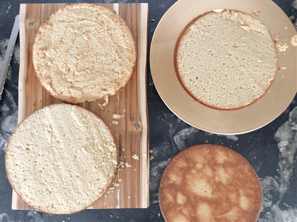 keto coconut cake cut in half