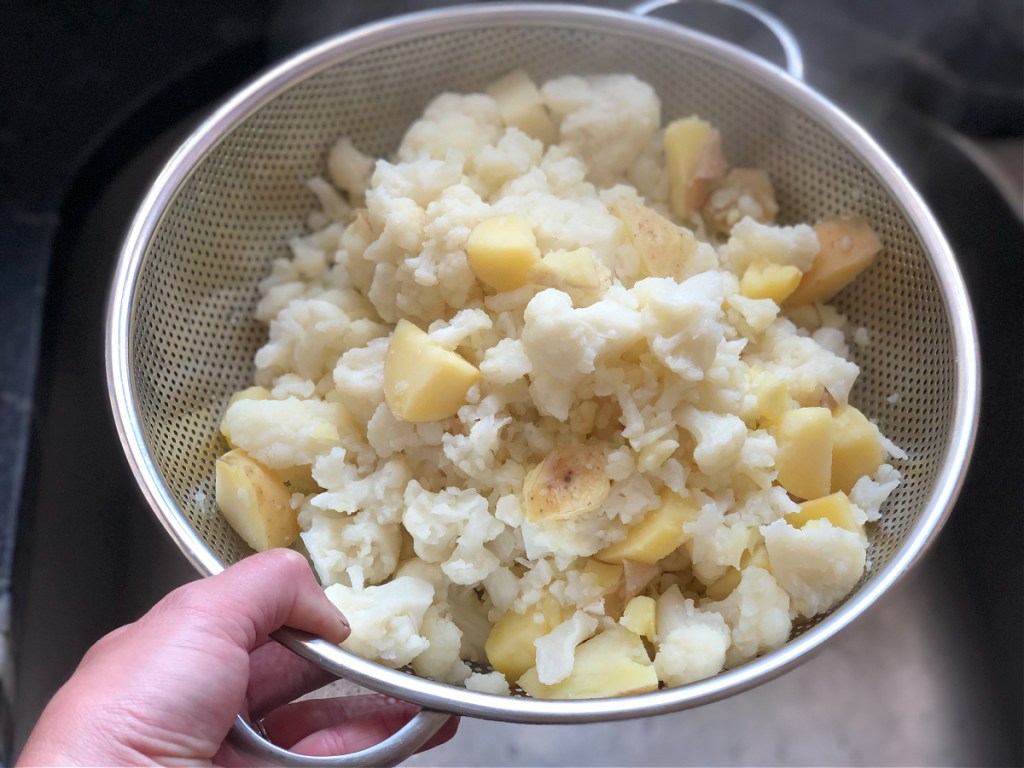 straining low carb mashed potatoes