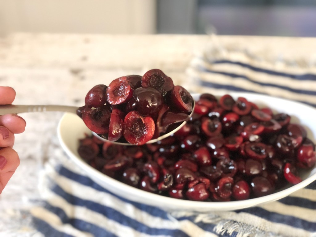 spoonful of pitted cherries