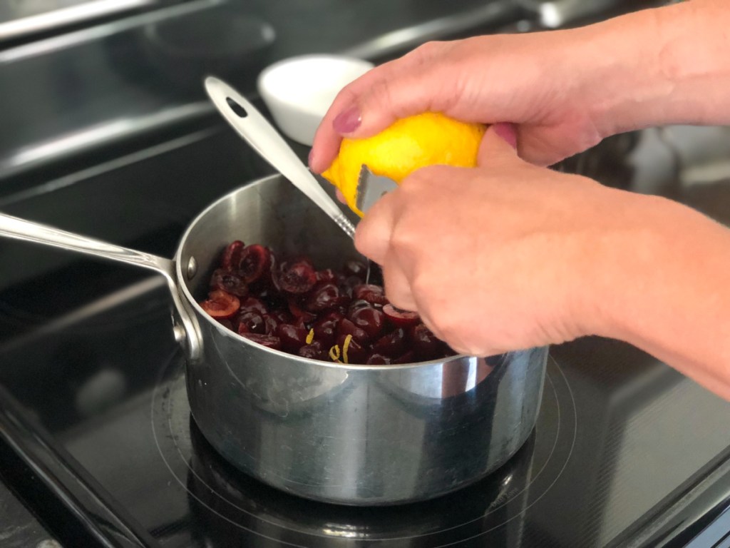 adding lemon zest to sugar-free cherry pie filling