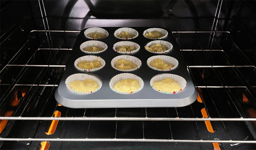 cupcakes baking in oven