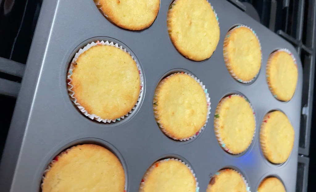 keto cupcakes in pan