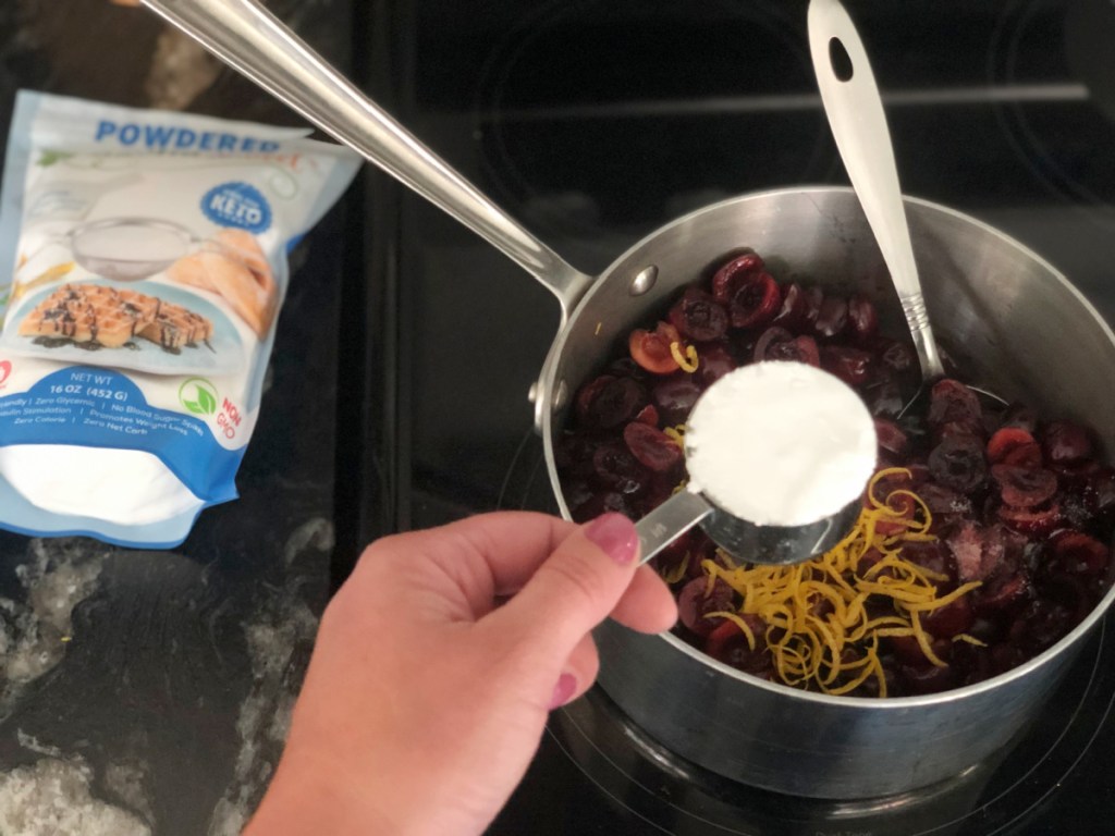 making a keto cherry pie filling