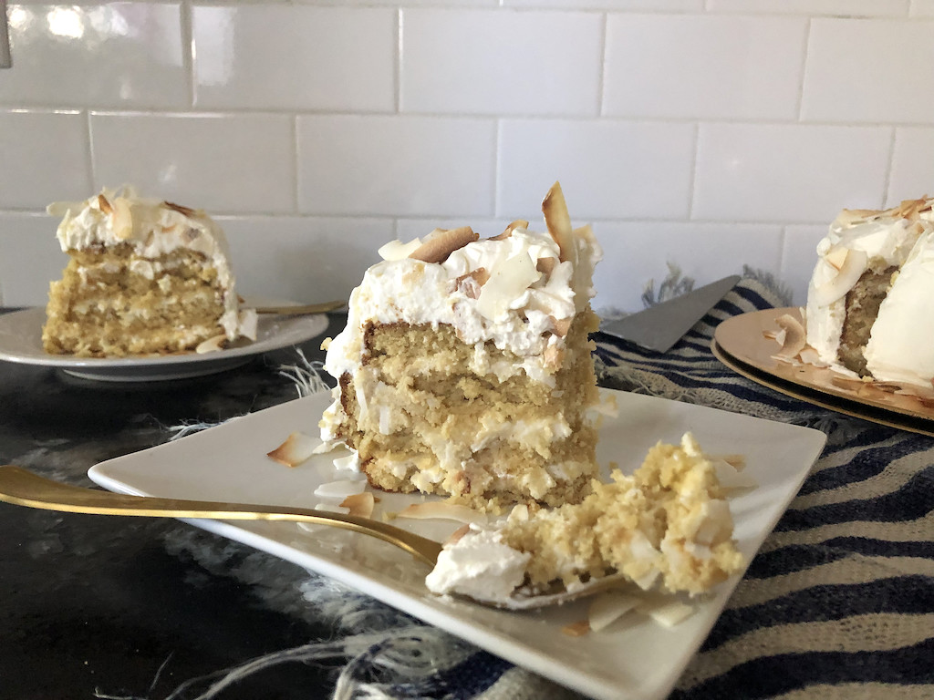 keto coconut cake on plate 