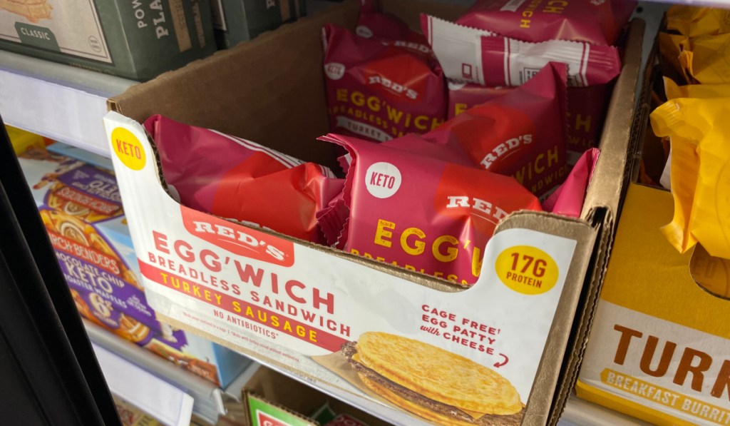 red's eggwich on display in freezer