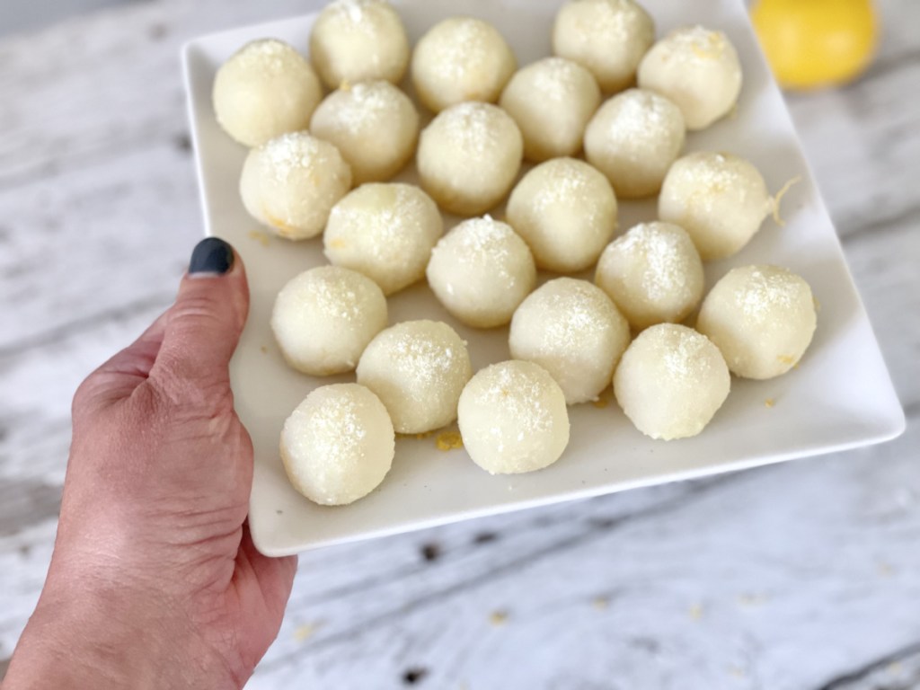 plate full of keto lemon fat bombs 