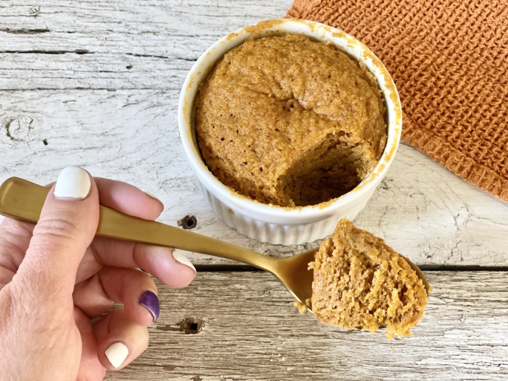 spoonful of Keto Pumpkin Mug Cake