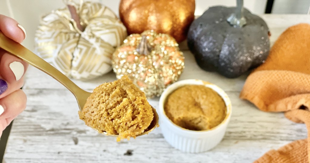 spoonful of Keto Pumpkin Mug Cake