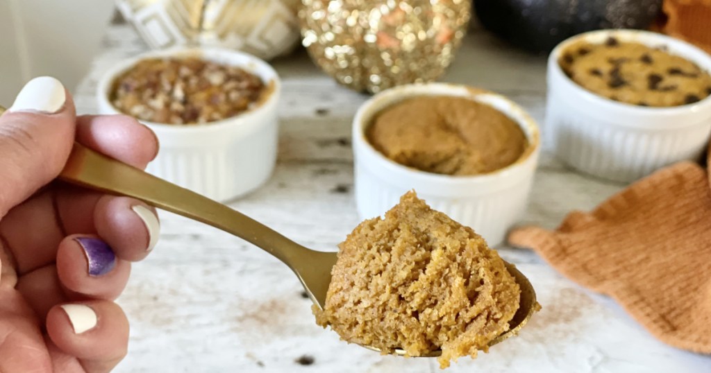 spoonful of Keto Pumpkin Mug Cake