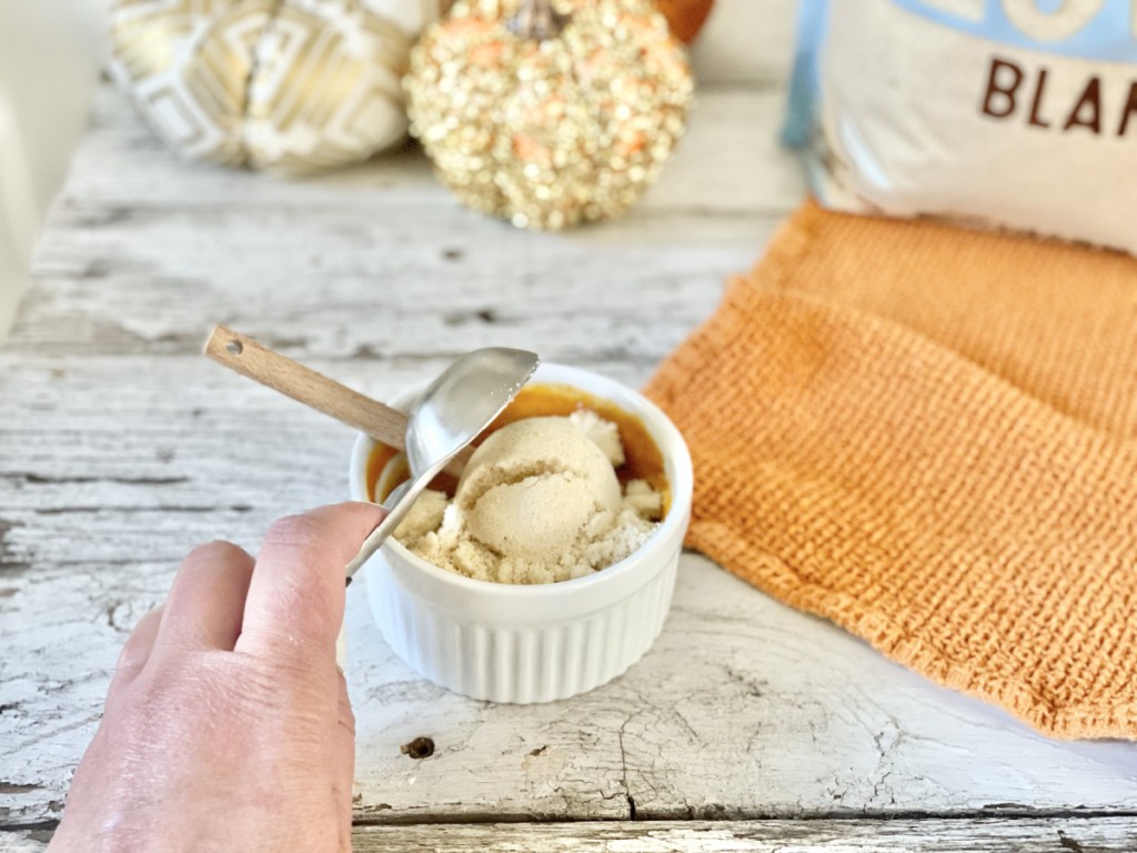 Keto Pumpkin Mug Cake adding almond flour