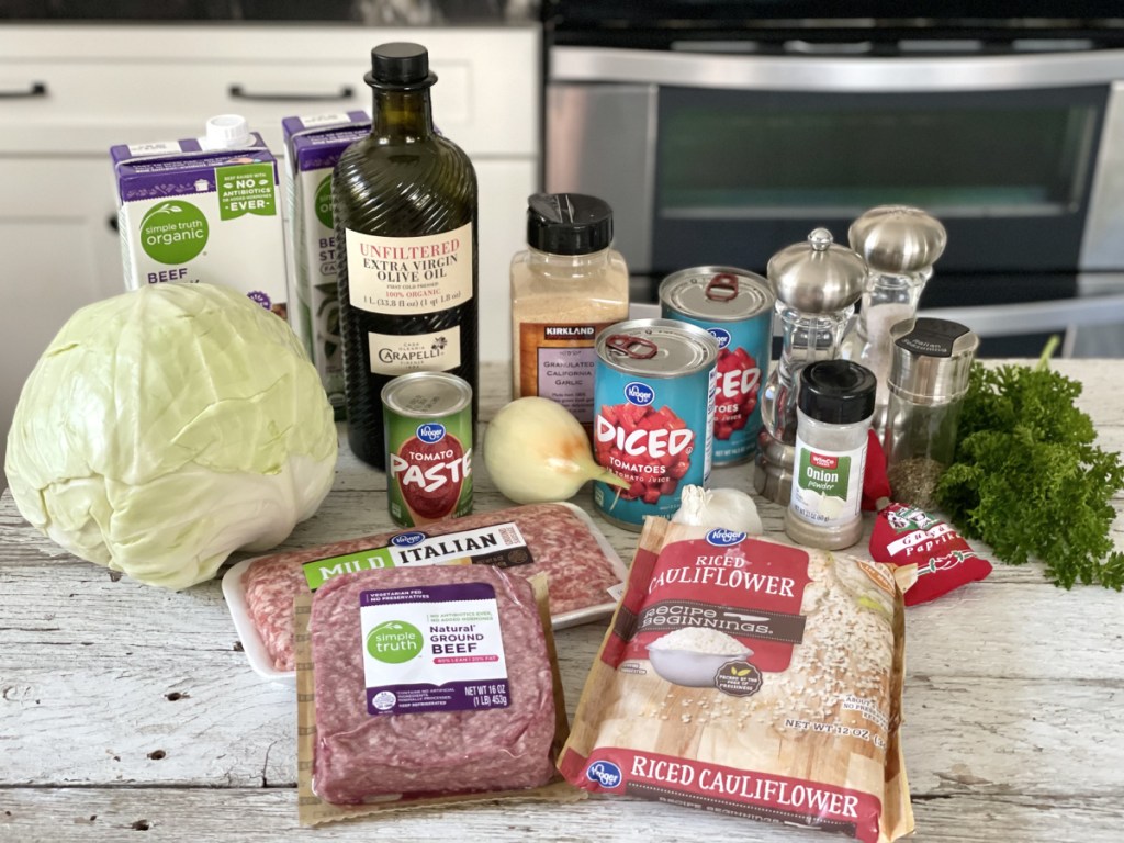 Low Carb Cabbage Roll Soup ingredients 