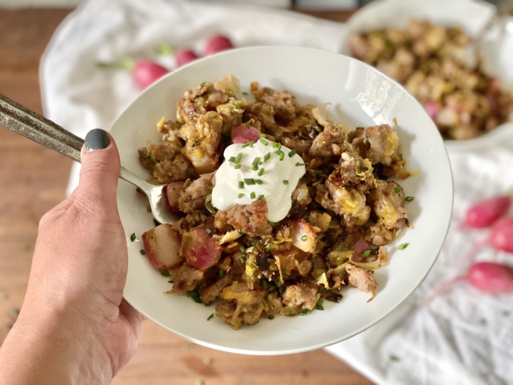 plate full of keto sausage hash