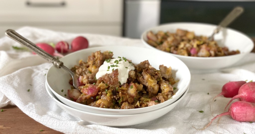 plates of keto sausage hash