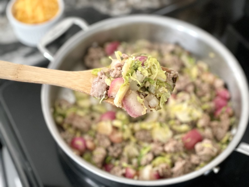 spoonful of keto sausage hash