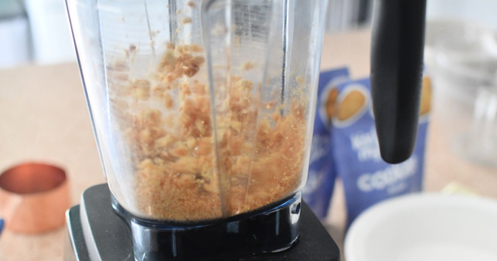 blending keto cookies into crumbs