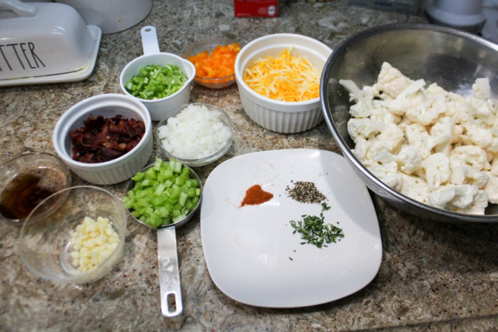 ingredients for a keto cauliflower soup recipe