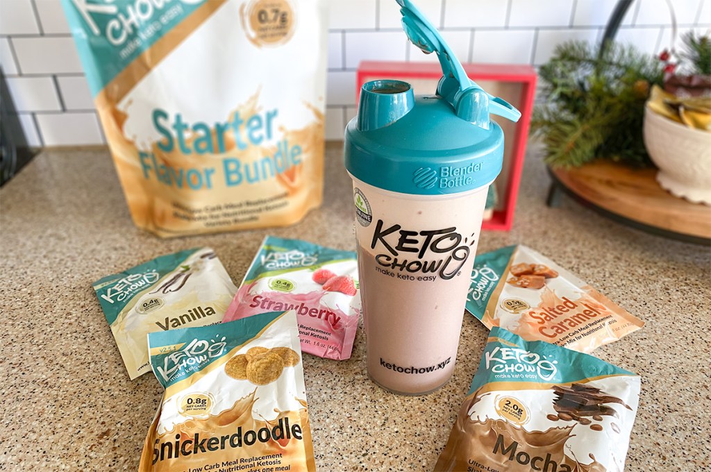 keto chow blender bottle and flavors