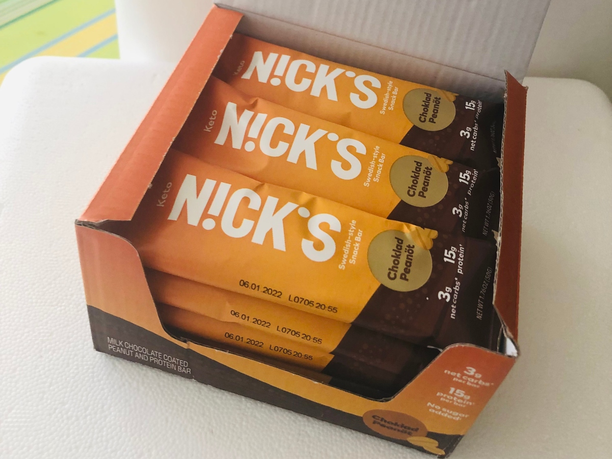 open box of N!ck's keto snack bars