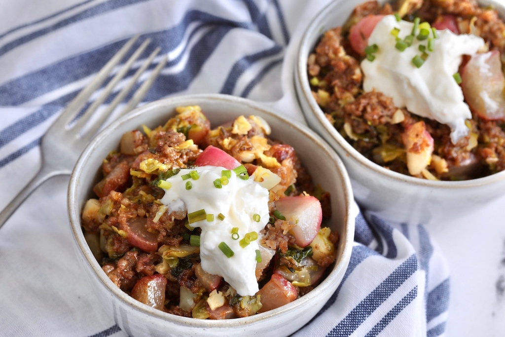 keto sausage hash with sour cream 