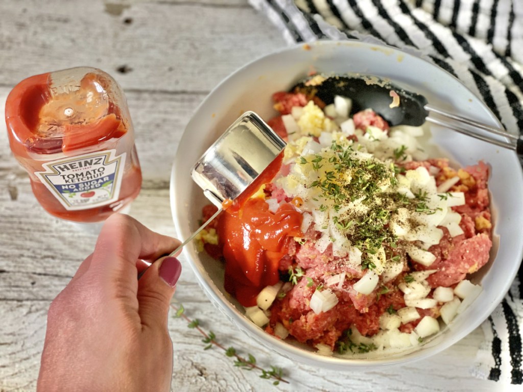 adding ketchup to classic keto meatloaf