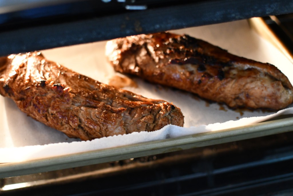 Keto Maple Pork Tenderloins in oven