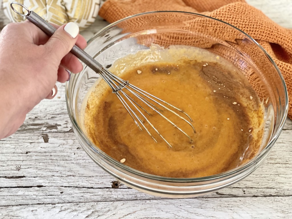 mixing batter for keto pumpkin bread