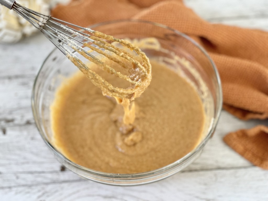 mixing batter for keto pumpkin bread