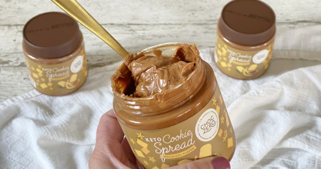 scooping out keto cookie spread