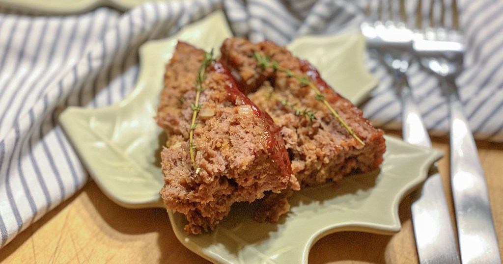 slices of keto meatloaf plated