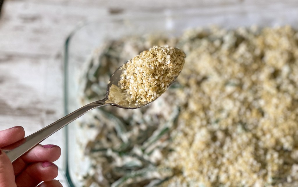 spoonful of keto pork rind breadcrumbs