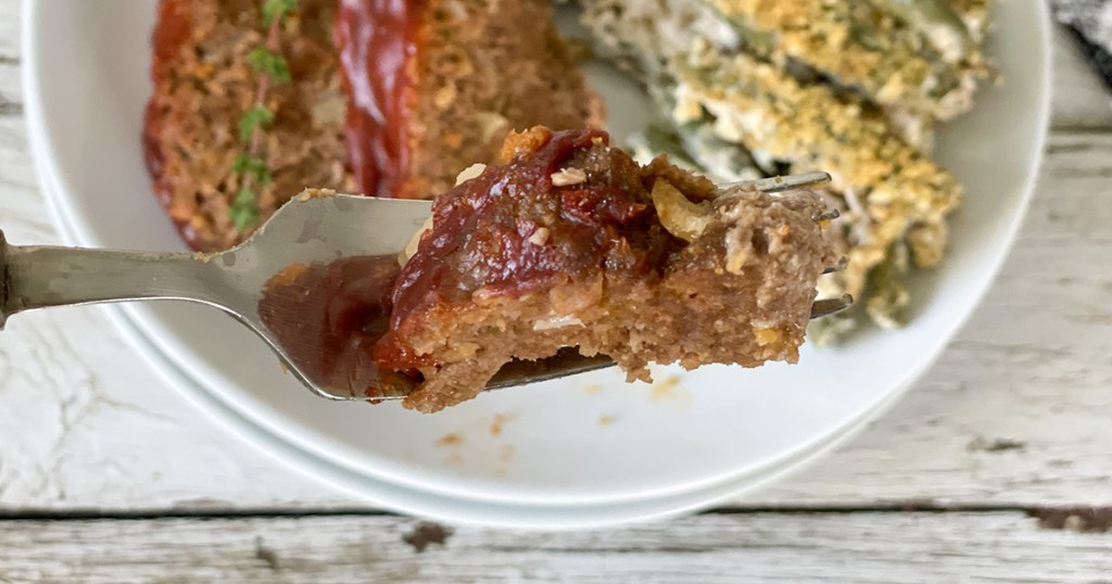 keto meatloaf on fork