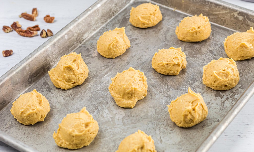 keto pumpkin pie fat bombs on baking sheet