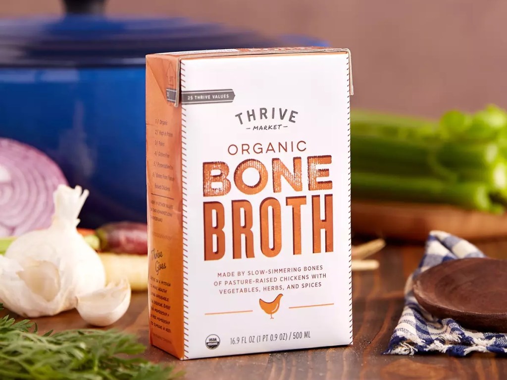 carton of Thrive Market bone broth