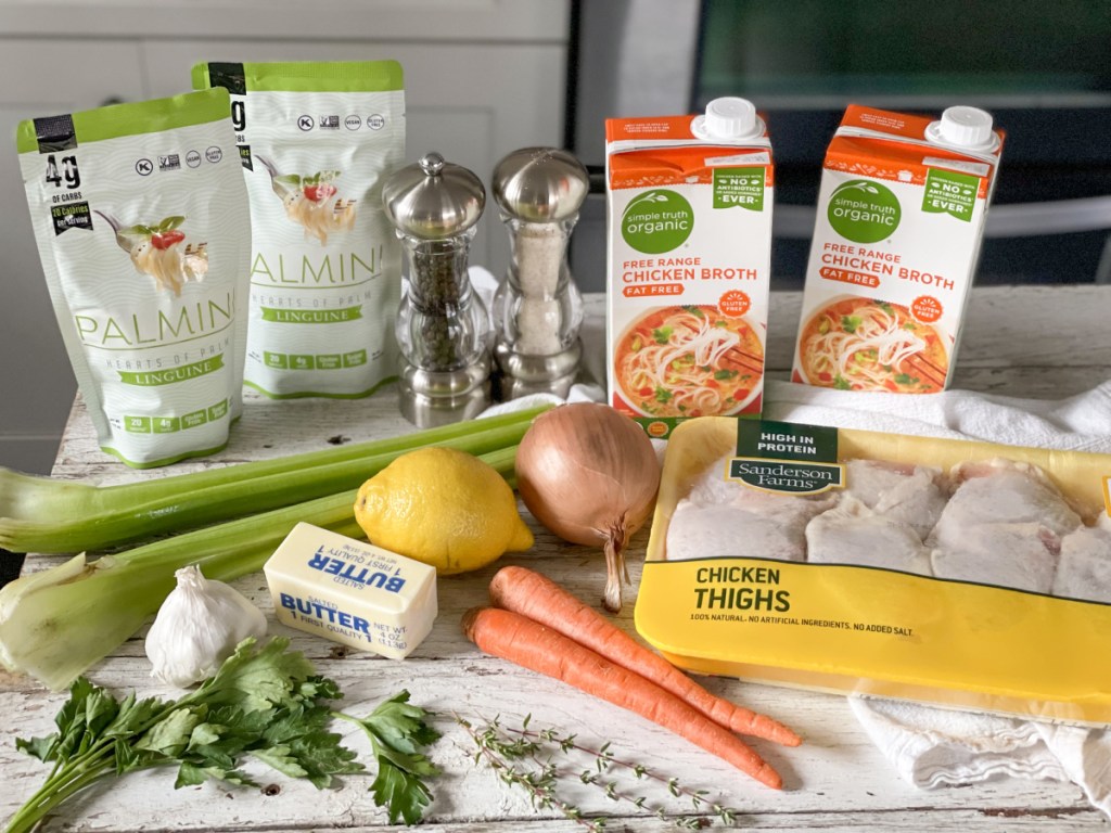 Keto Chicken Noodle Soup ingredients 