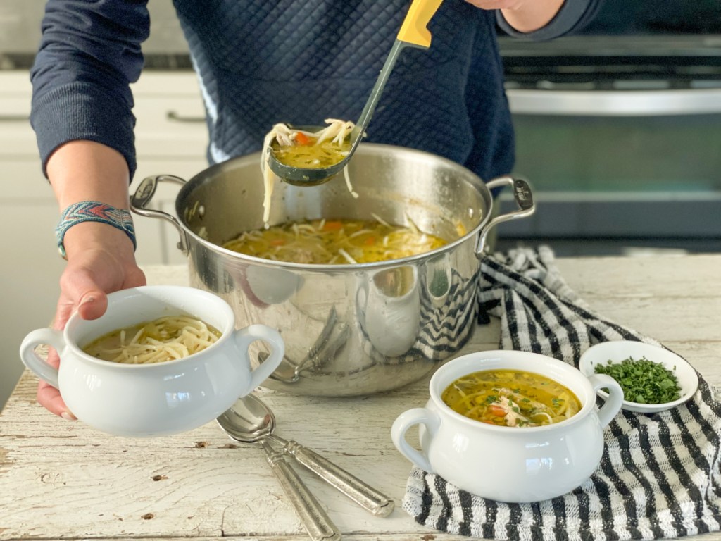 serving up Keto Chicken Noodle Soup