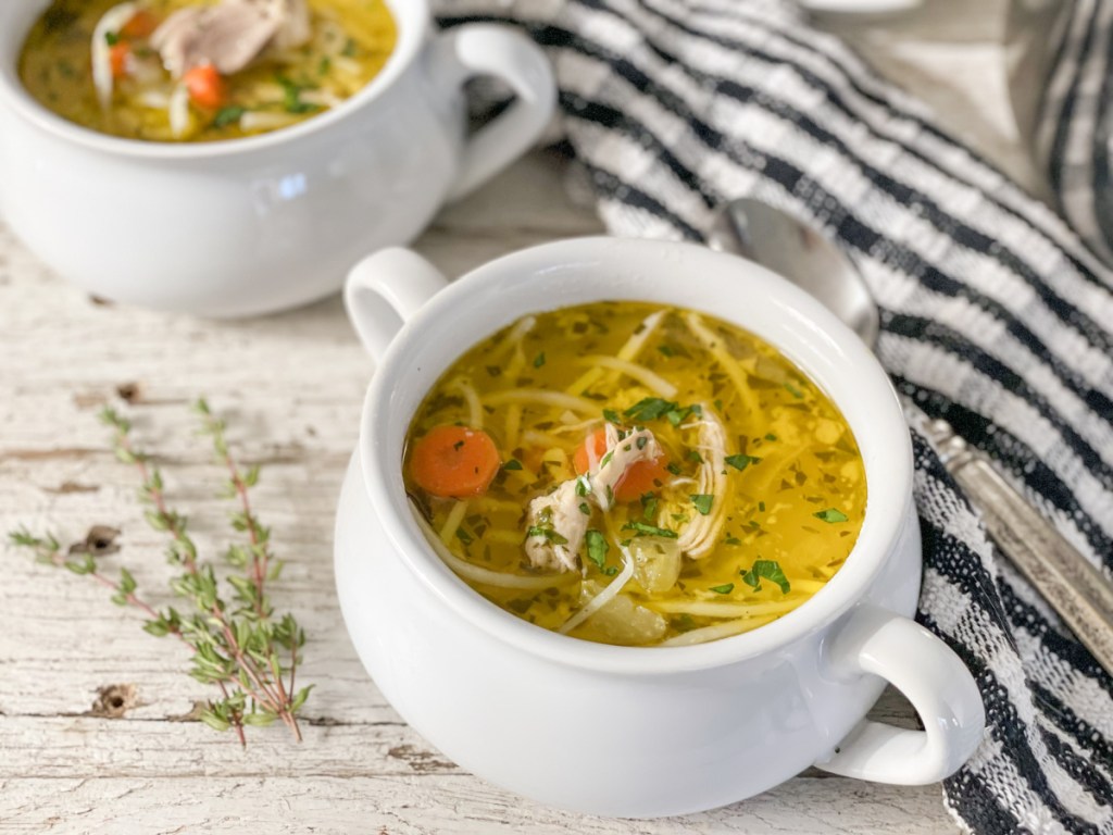 bowl of Keto Chicken Noodle Soup