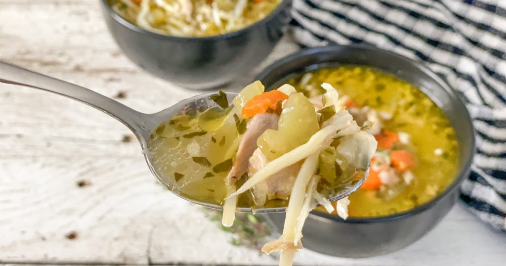 spoonful of Keto Chicken Noodle Soup