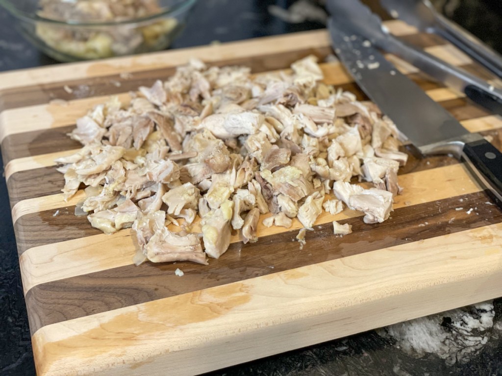 chopped chicken for Keto Chicken Noodle Soup