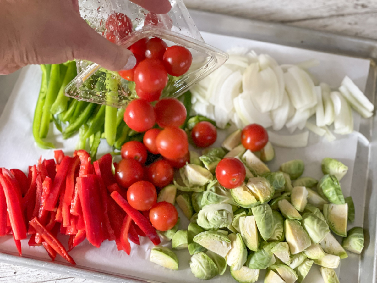 veggies on a baking sheet 