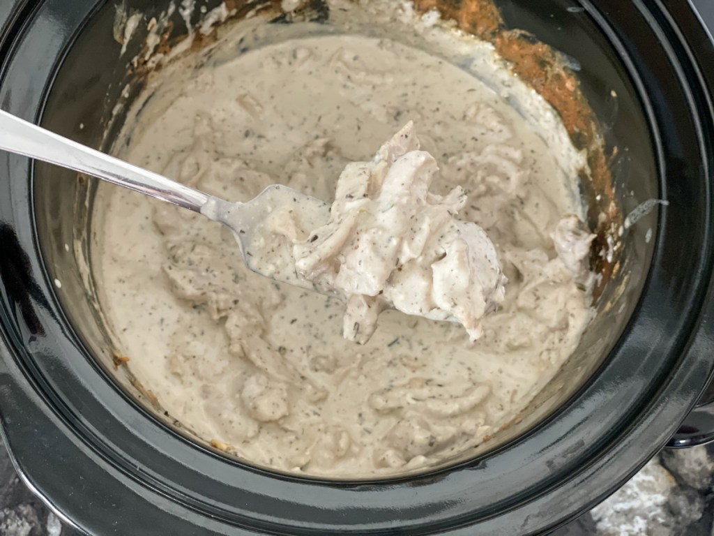 shredded keto slow cooker cream cheese chicken