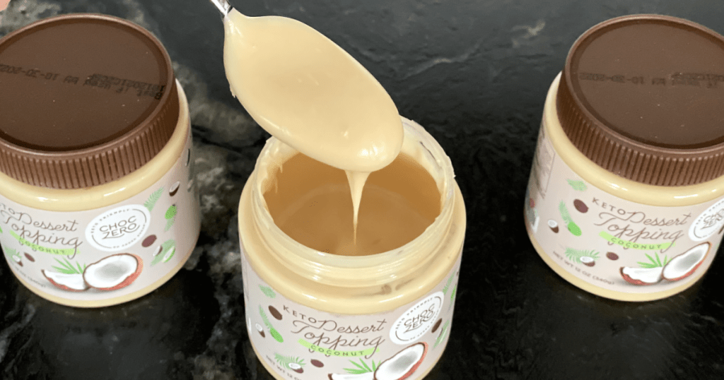 Choczero keto coconut spread on spoon 