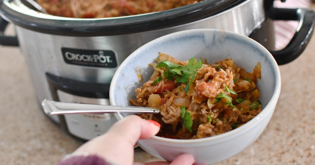 keto crockpot casserole in bowl