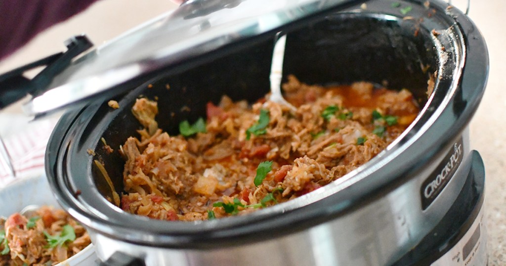 spoon in crockpot for cabbage casserole